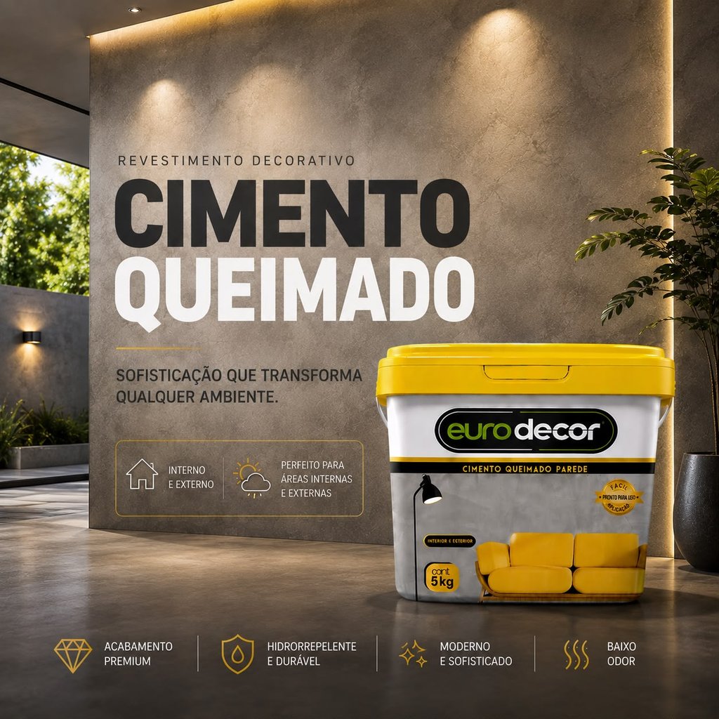 Efeito Cimento Queimado Pronto Eurodecor - 5 Kg