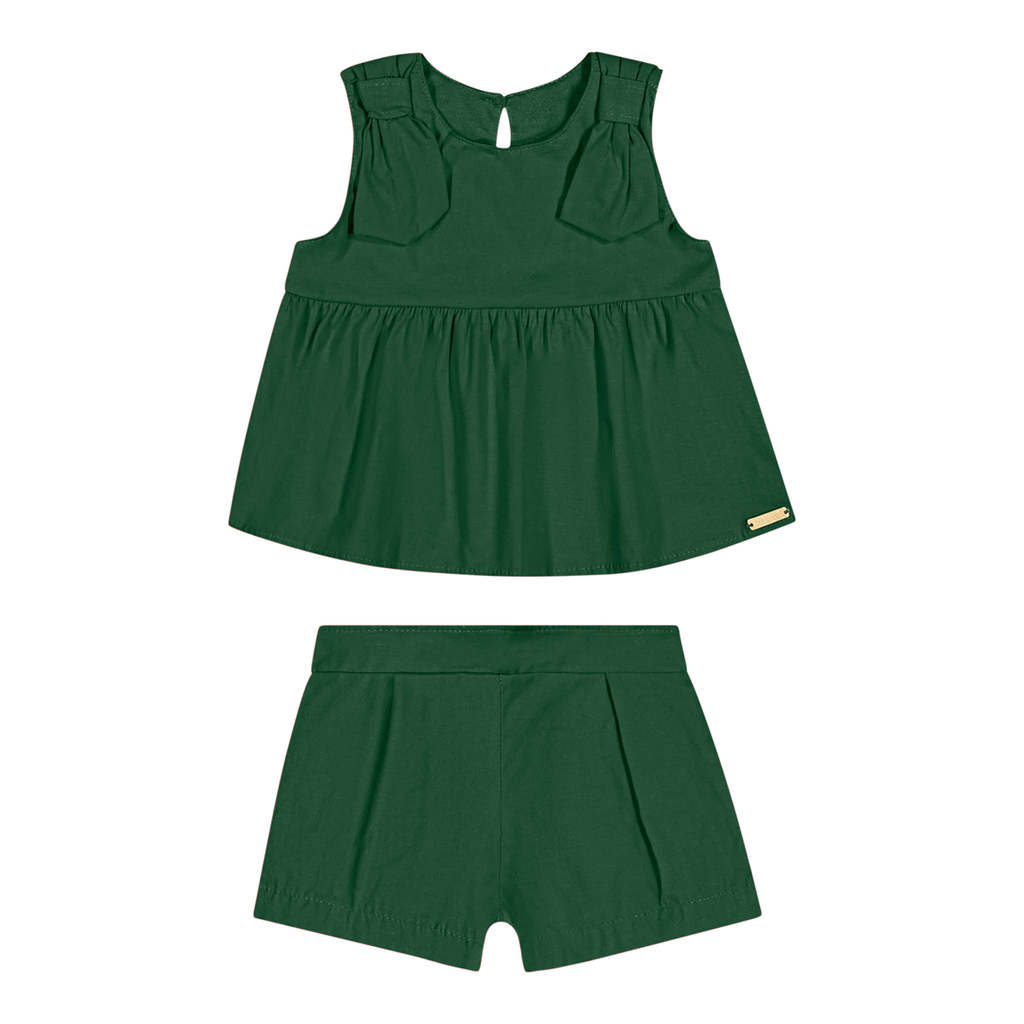 Conjunto Bebê Menina Tricoline Laços Colorittá Verde