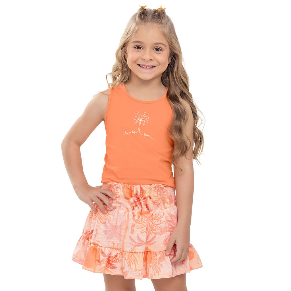 Conjunto Infantil Menina Amarração Costas Elian Laranja