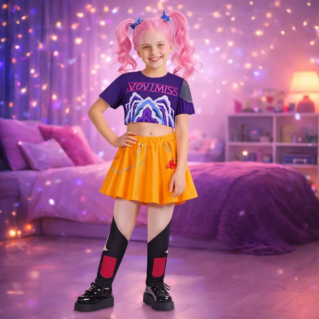 Fantasia Infantil Guerreiras Kpop Festa Pop Dança Palco Luxo