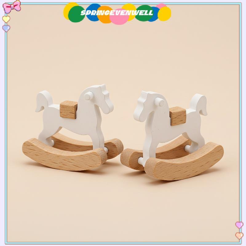 [springevenwell] Mini Estatueta De Cavalo Roing De Madeira Pequena Decoração Artesanal Simples Para Mesa De Casa Acessór