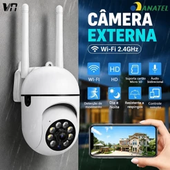 Câmera de Segurança Externa WiFi Full HD Sensor de Movimento Áudio Bidirecional
