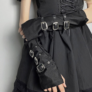 Luvas de cosplay com pulseira de metal estilo subcultura, pulseiras estilo anime, luvas sem dedos estilo punk.