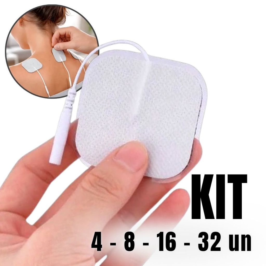 Kit Eletrodo Autoadesivo 5x5 cm Correntes de Fisioterapia TENS/FES de Massagem Recuperação Muscular
