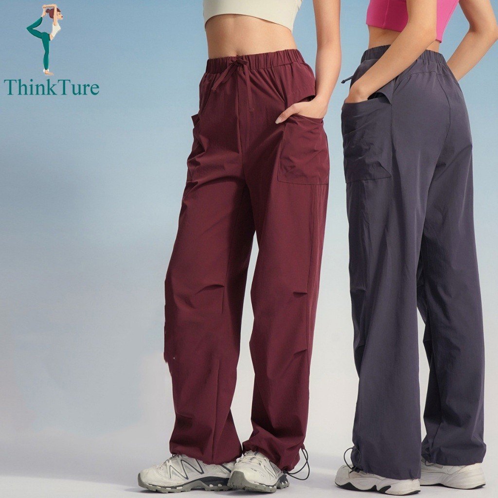 ThinkTure Mulheres Soltas Cintura Alta Com Cordão Esportes Ginásio Senhora Calças De Yoga Lazer Casual Esportivas Perna 