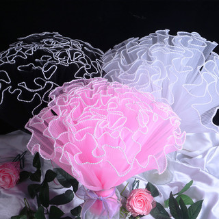 28cm de largura fio plissado flor papel de embrulho presente do feriado pérola onda fio buquê Floral algemado gaze