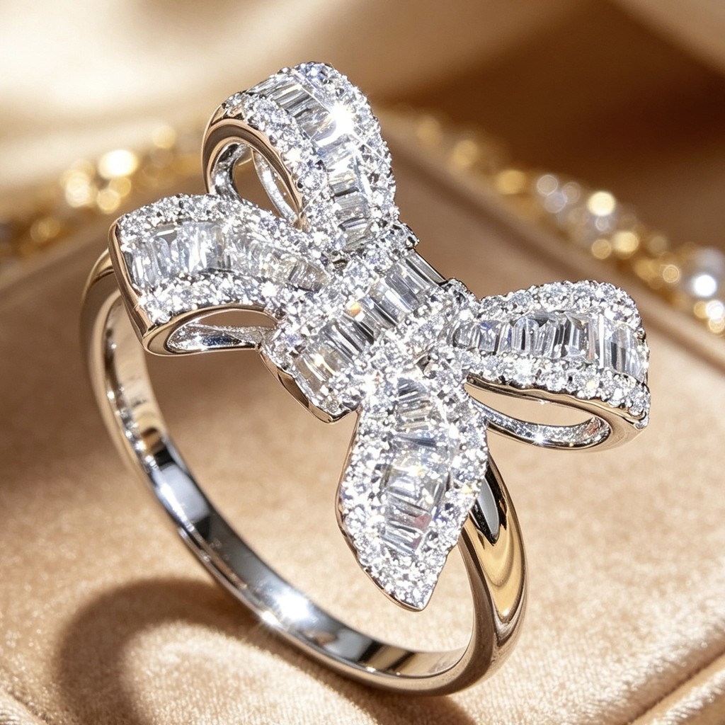  Arco escada quadrado anel de diamante bonito luxo Real anel de diamante elegante feminino anel de casamento