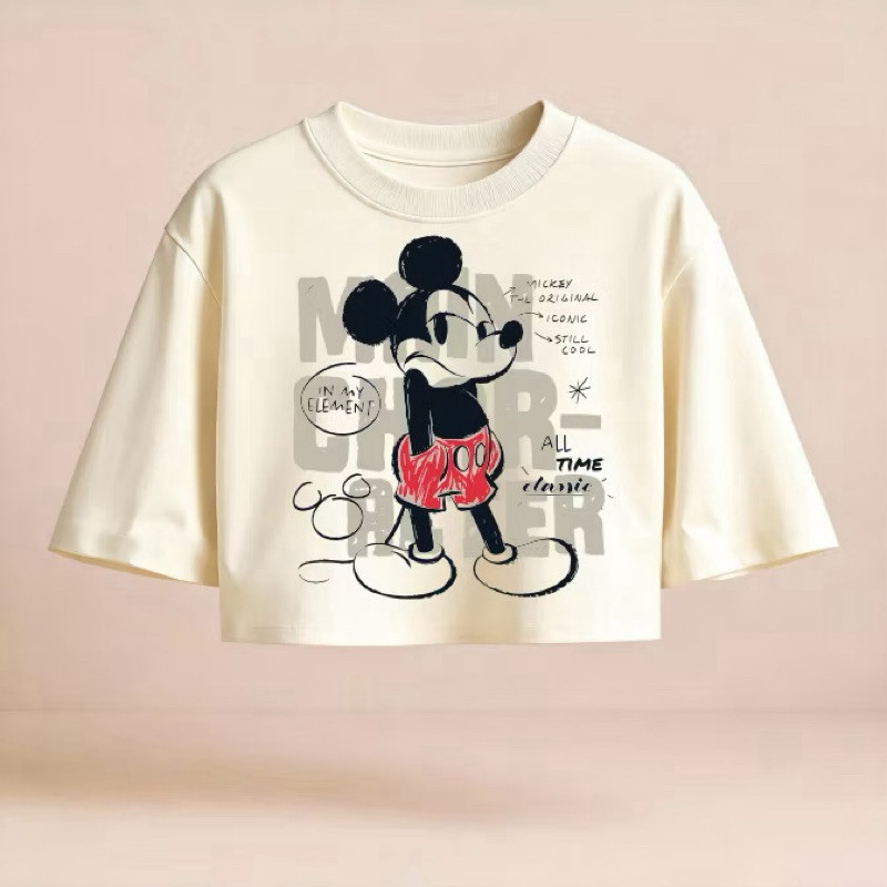 Cropped Over Sized 100% Algodão Look Feminino Estampado Estiloso Tendencia