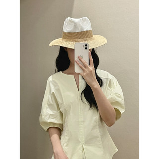 Chapéu de palha panamá branco feminino verão britânico beira-mar férias chapéu de sol de aba larga ráfia cor combinando 