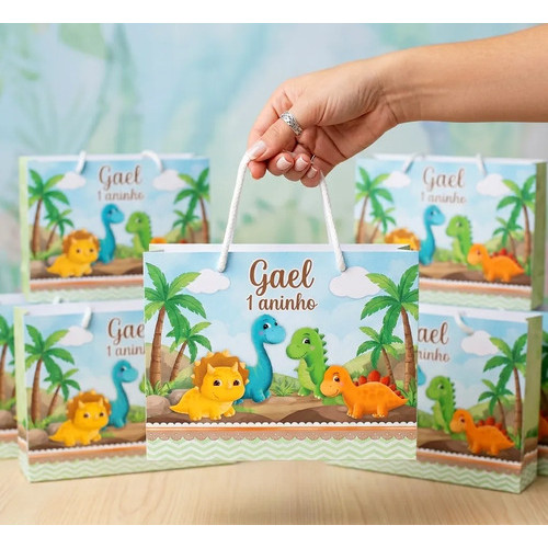 Sacolinhas Personalizada tema DINO DINOSSAURO | Personalizados | Lembrancinhas de Festas Sacolinhas Pegue e monte