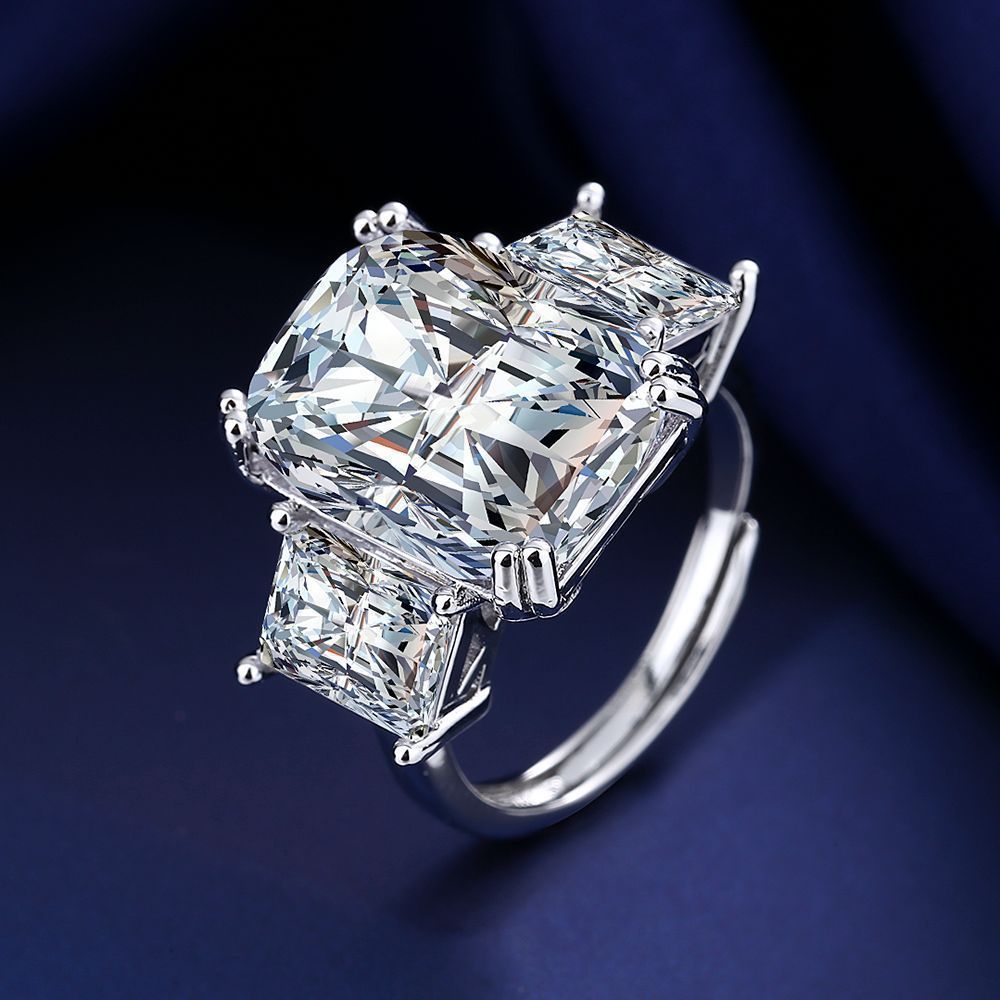 Anel quadrado grande pedra solta anel de diamante noivado anel de diamante oito quilates desejo venda quente anel de zir