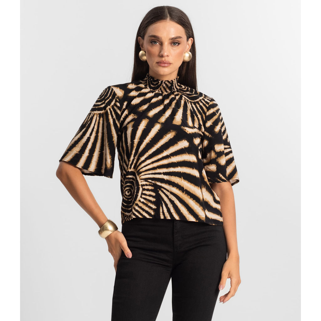 Blusa Manga Flutuante de Viscose Endless Preto