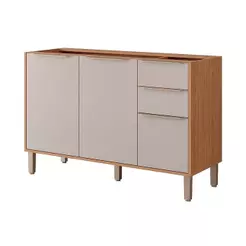 Módulo Cozinha MGM Divina Balcão c/ 3 Portas e 2 Gavetas s/Tampo 120cm Freijo/Off White-MGM