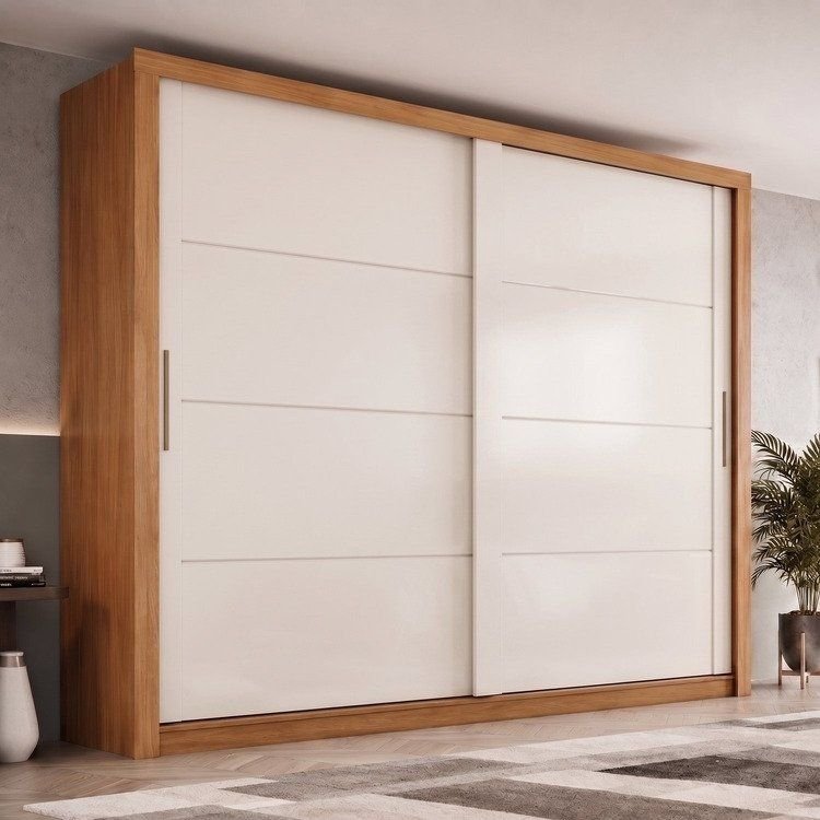 Guarda-Roupa Casal 2 Portas Deslizantes 4 Gavetas Palace Off White/Cinamomo Cinamomo/Off White