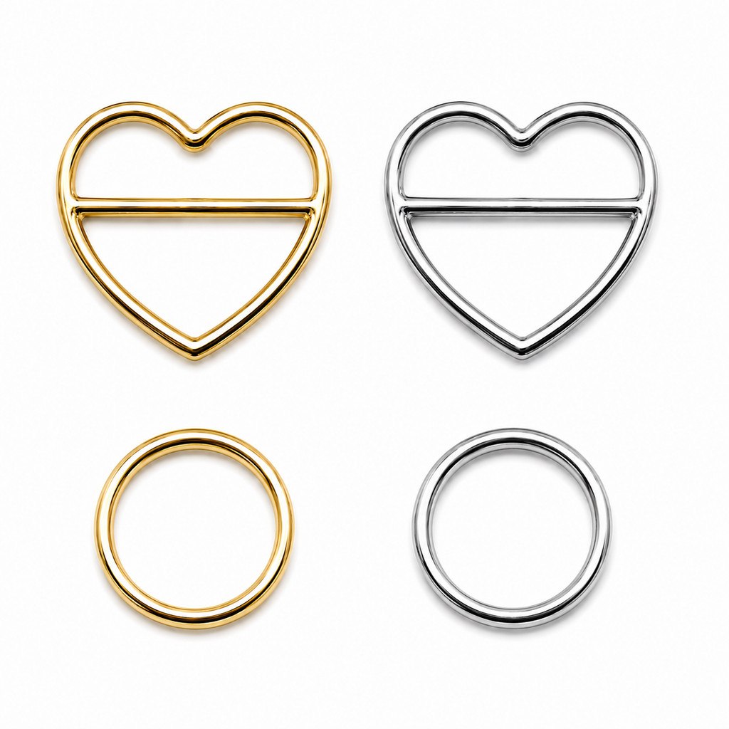 Regulador Coração + Argola Metal (100 unidades) Prata Ou Dourado | Alta Qualidade