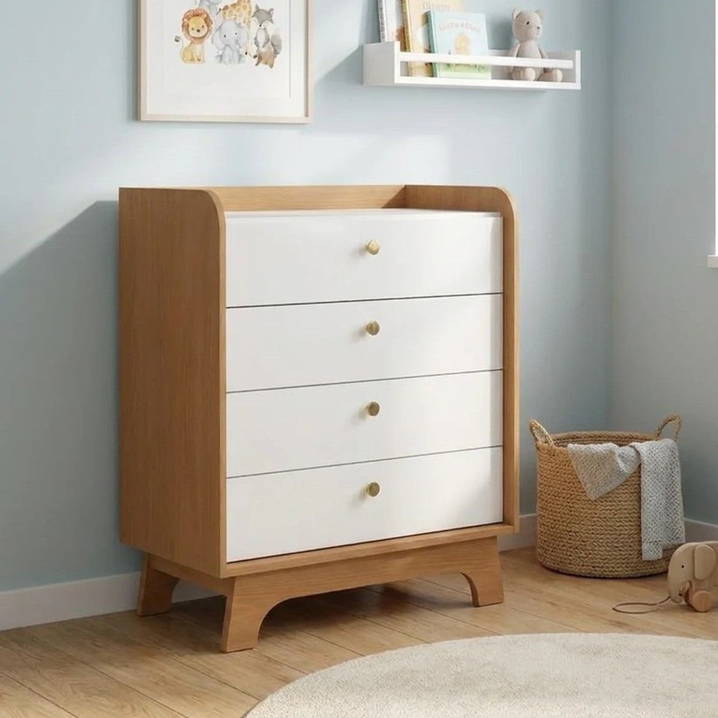 Cômoda Infantil 4 Gavetas Encanto 100 x 81cm Canela/Branco Canela/Branco