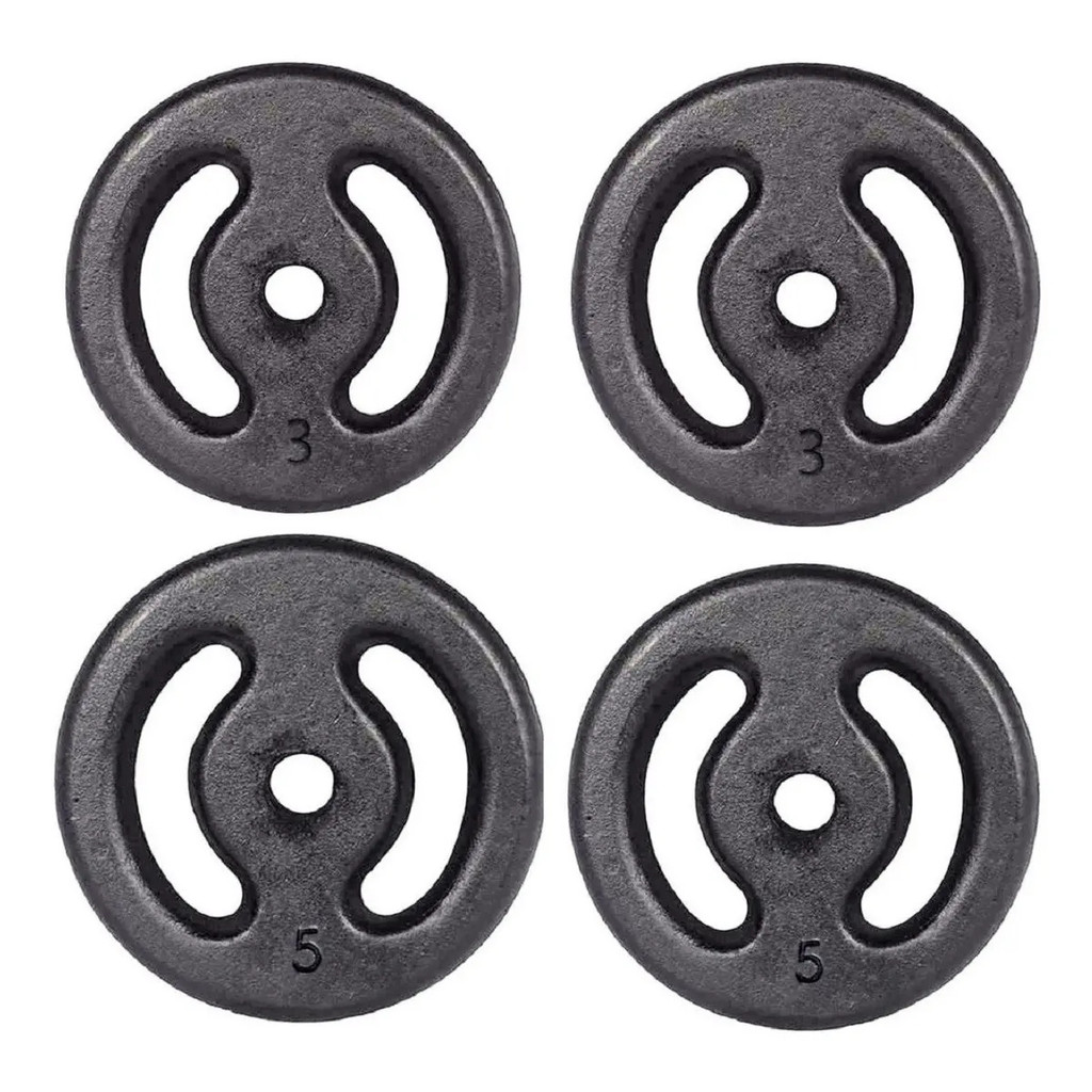 Kit 4 Anilhas 3Kg Halter Anilha Peso Academia Musculação Crossfit Funcional Fisioterapia Muscular Força Exercicios