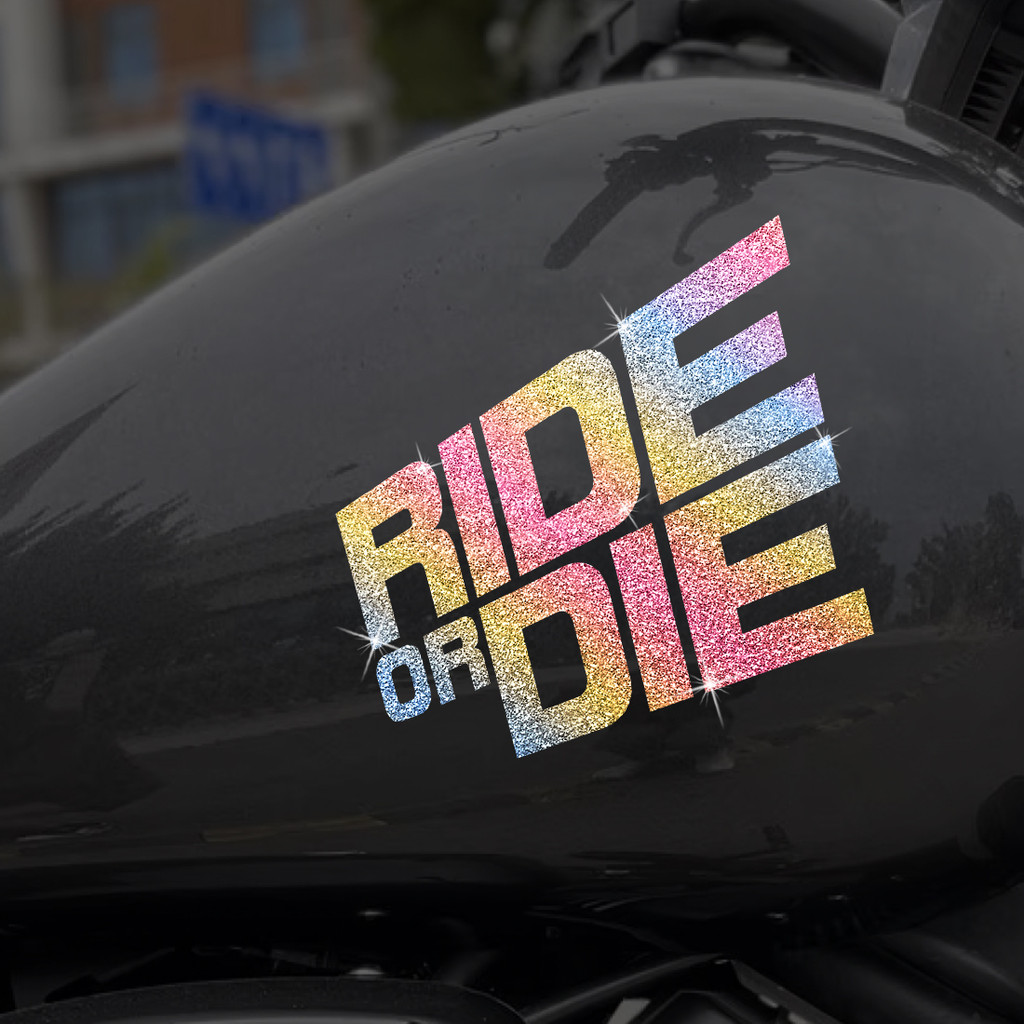 1 Unidade Interessante Adesivo De Vinil Brilhante " RIDE OR DIE " , Decalque Autoadesivo , Decoração Deslumbrante Para M