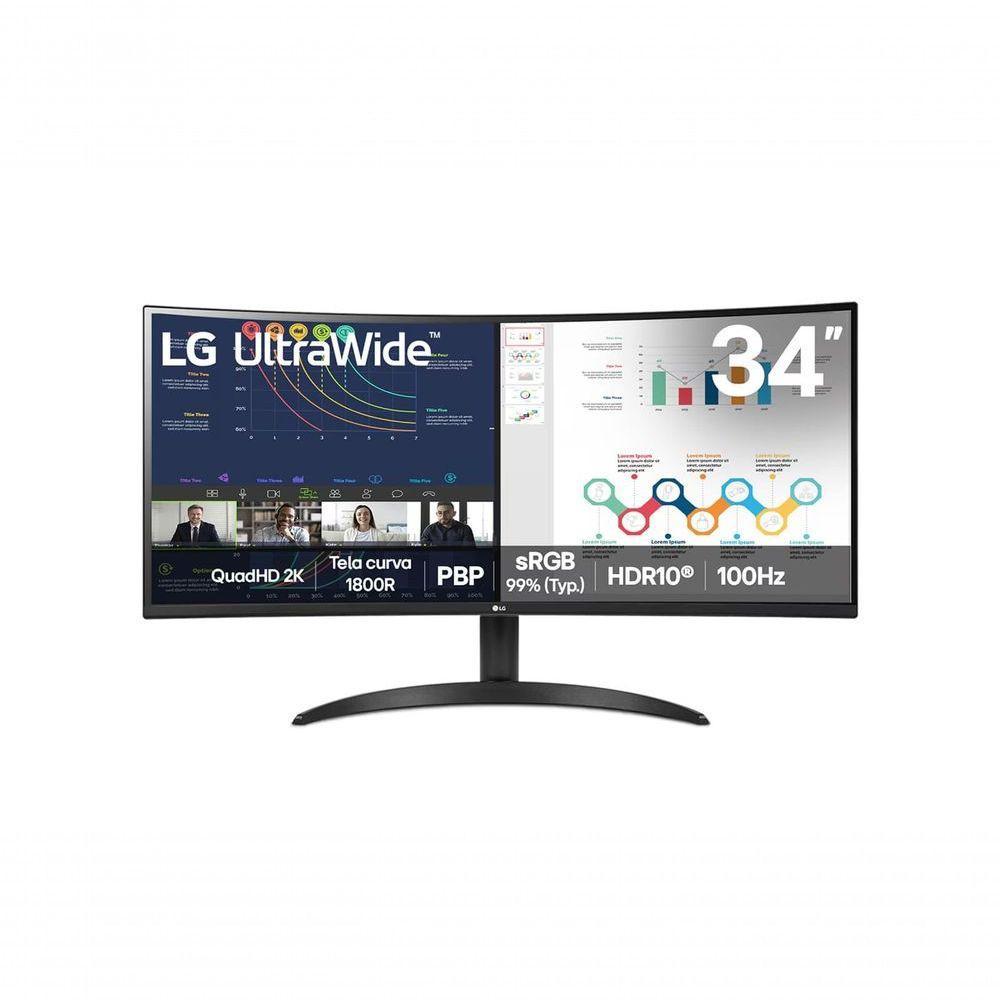 Monitor LG UltraWide Curvo 34WR50QK-B QuadHD 2K de 34”, PBP, sRGB 99%, HDR10, 10