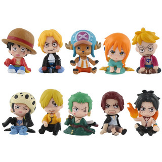 Conjunto de 10 Peças Figura de Anime One Piece Versão Q Luffy Zoro Chopper Sanji Boneco Modelo Brinquedo Ace Shanks Figu