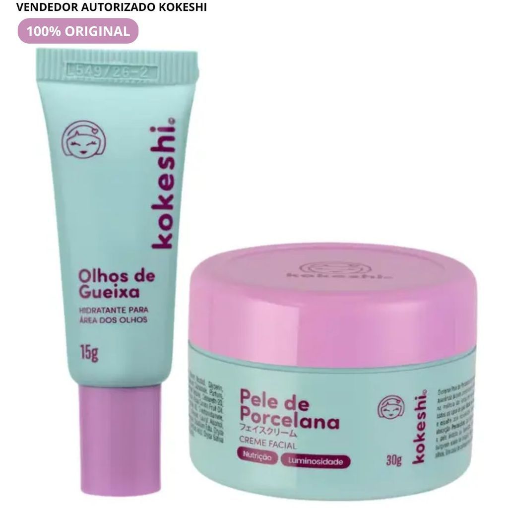 Kit Dupla Renovadores Faciais Kokeshi Pele Porcelana 30G + Olhos Gueixa 15G