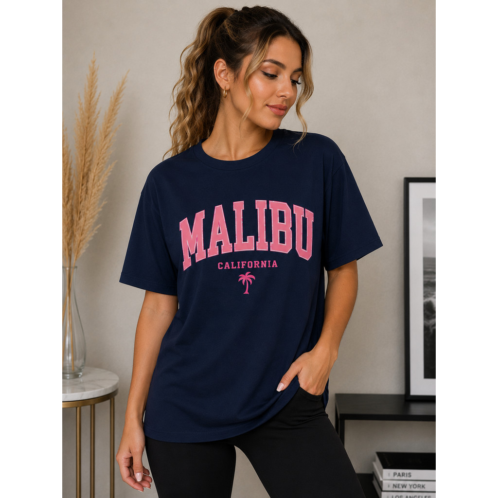 Camiseta Masculina Feminina Unissex Malibu Califórnia Blusa Camisa Algodão Cidade Estampada Modena Frases