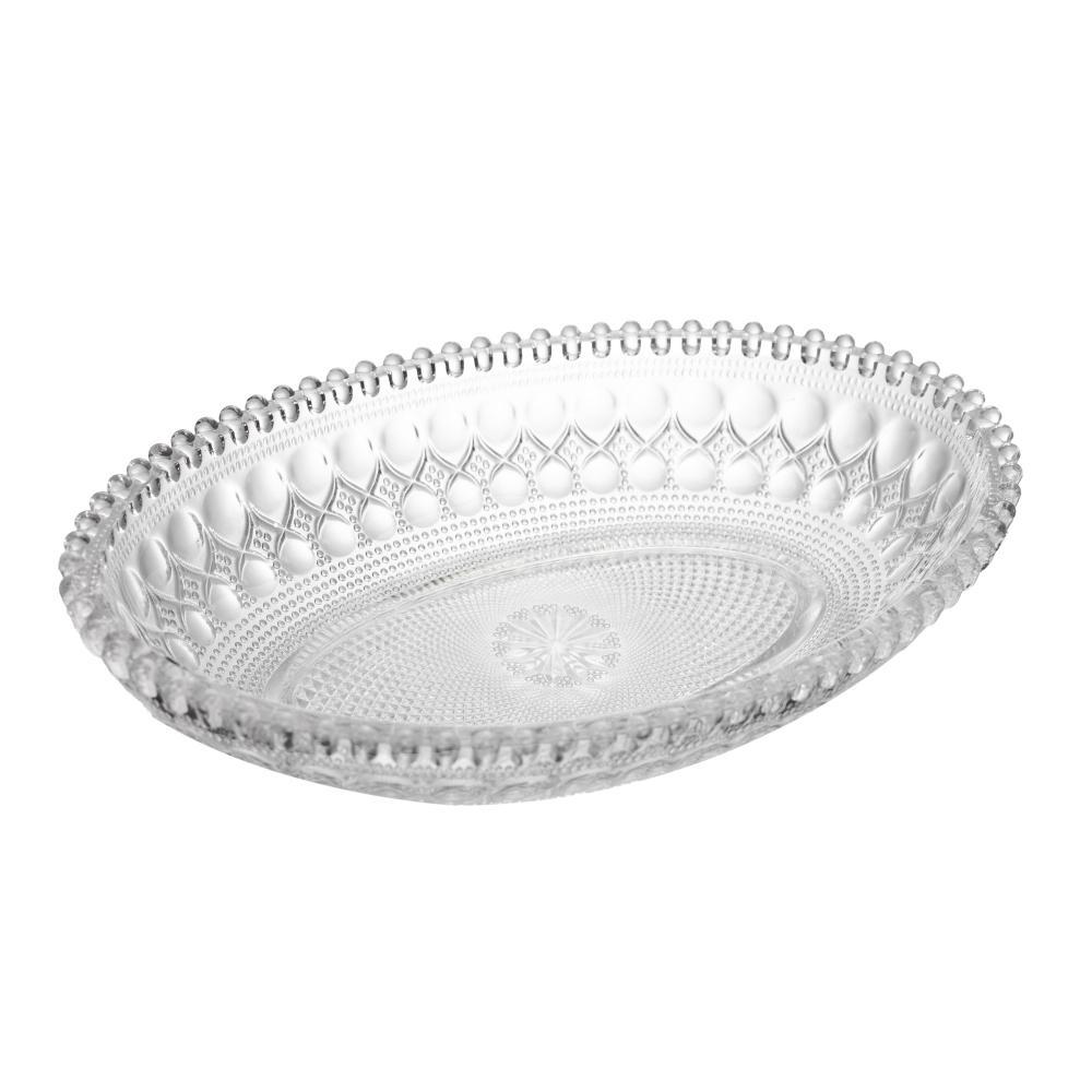 Prato Balls Lyor Petisqueira de Cristal 17x10,5x3,5cm Design Clean para Aperitivos Sobremesas Petiscos Eventos Elegantes