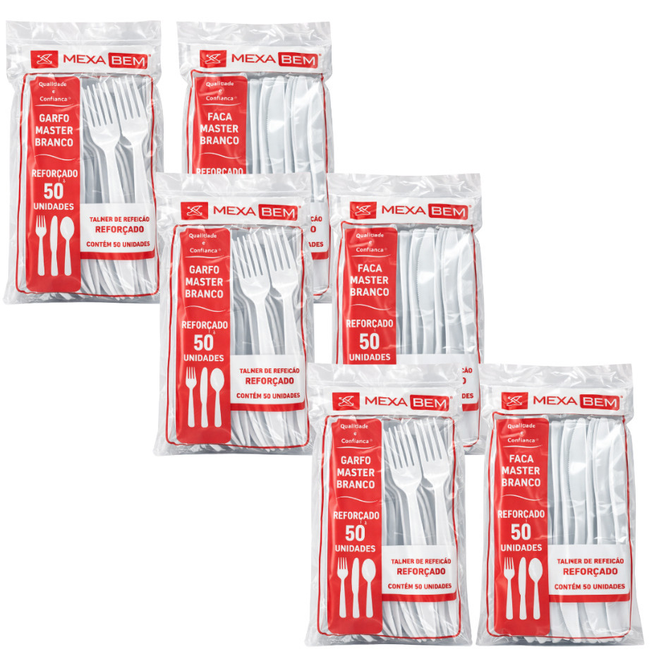 Kit garfo e faca descartável 300 unidades para churrasco