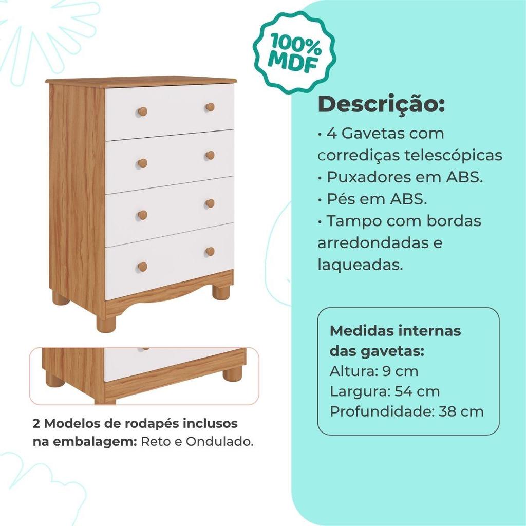 Quarto de Bebê Completo Gaveteiro 4 Gavetas Guarda Roupa 4 Porta Uli 100% MDF · foto 2