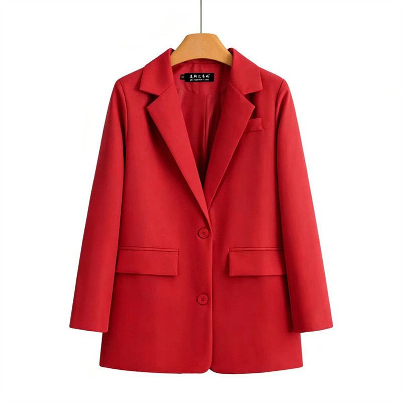 Blazer feminino Plus Size versão coreana estilo britânico fileira única dois botões terno Top