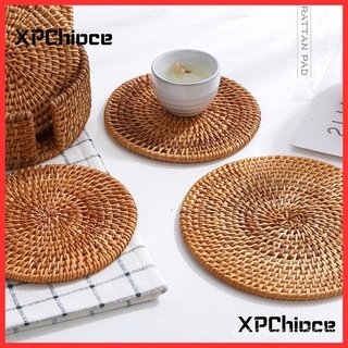 Mesa de Jogo Redonda de Tecido de Vime Estilo Americano/Coaster Isolamento Térmico/Item de Mesa Antiderrapante