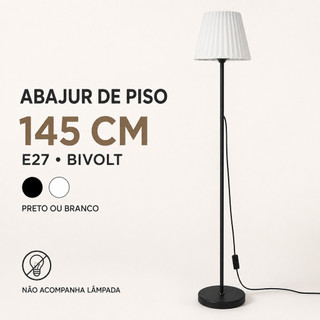 Luminária de Chão 145cm com Cúpula de Tecido E27 Bivolt Abajur de Piso Moderno para Sala e Quarto