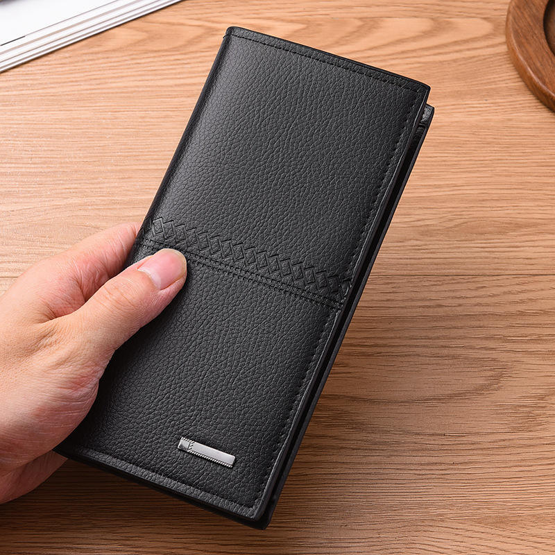 Carteira masculina carteira longa carteira de couro carteira masculina Cross-Border zíper Casual Multi-cartão carteira l