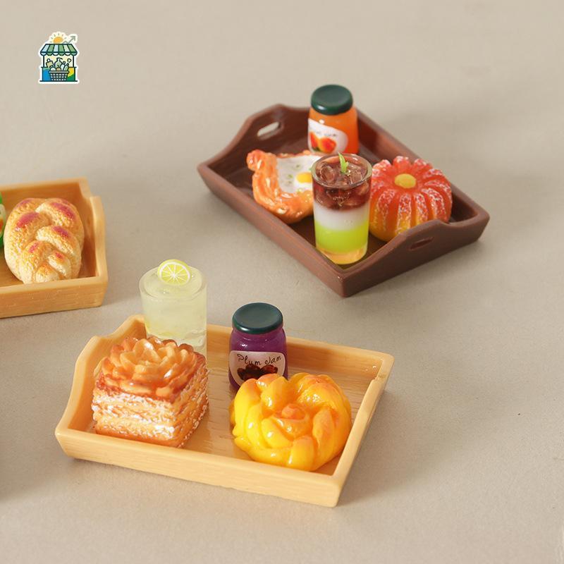 5 Pçs Em Miniatura Comida E Jogar Ornamento Casa De Bonecas Sumilação Mini Pão Dim Sum Bebida Com Prato Decoração De Chá
