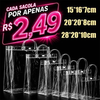 20/30/40/50 Sacos de Presente PVC Transparente com Alças Reutilizáveis para Dia dos Namorados Festa Junina Aniversário