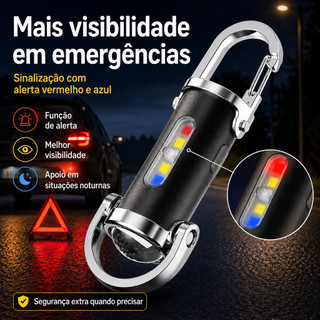 Lanterna de Chaveiro Portátil 7 Modos À Prova Dwaterproof USB Recarregável Mini com Mosquetão Acampamento Caminhada