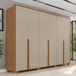 Guarda-Roupa Casal 6 Portas 6 Gavetas 100% MDF Lizz Off White/Cedro Cedro/Off White