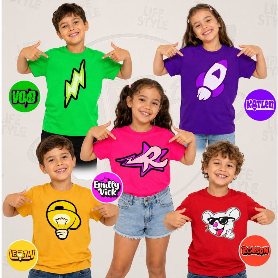 Camiseta Infantil Feminina Rosa Pink com Letra R e Estrela – 100% Algodão, Confortável e ModernaEnvio Imediato