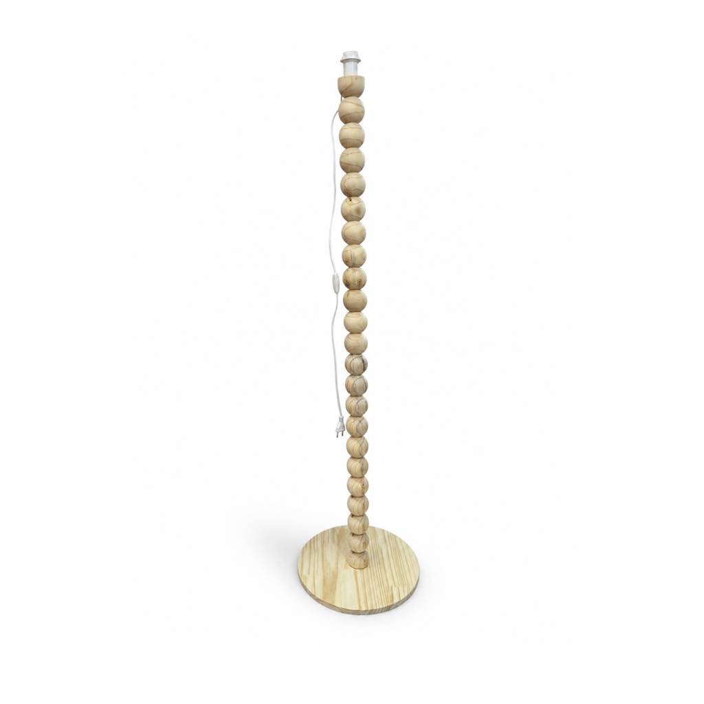 Kit para Abajur de Chão Bolinhas - em madeira pinus natural para sala, quarto, COM fiação e SEM cúpula .