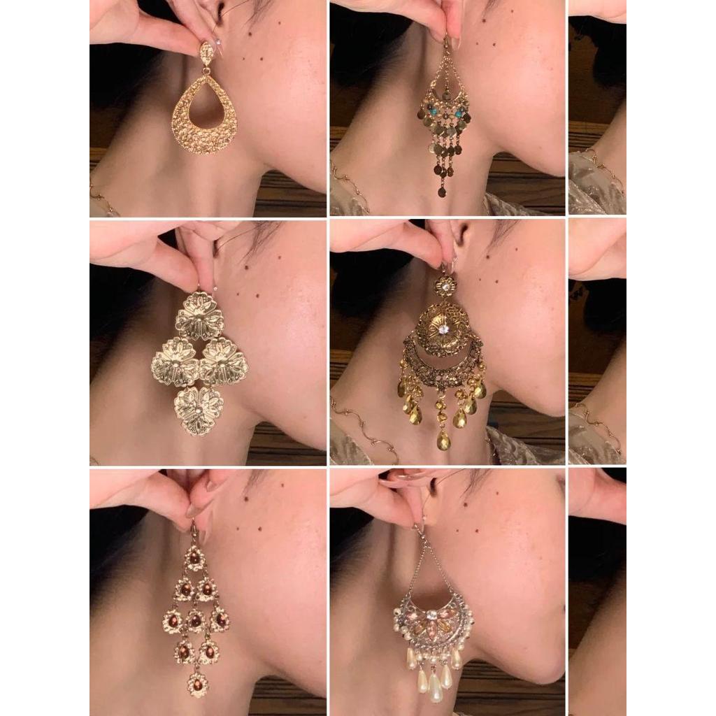 Retro High-End prata agulha diamante flor brincos europeu americano exagerado elegante brincos luz luxo nicho brincos fe