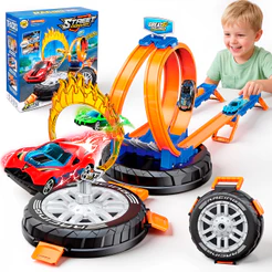 Pista Maleta Catapulta Lançador Carrinho Liga Metal 2 Carrinhos Corrida Radical Infantil Menino