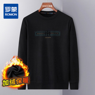 [Fleece-Fleece Heat] Romon Moletom Masculino Outono Inverno Novo Produto Gola Redonda Confortável Amigável à Pele Commut