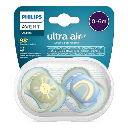Chupeta Philips Avent Ultra Air 0 À 6 Meses 2 Unidades Azul 0-6 Meses