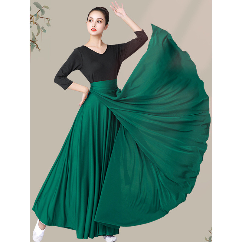 T traje de dança tibetana Wanjiang Xinjiang saia de prática de dança feminina saia mongol uma peça 720 graus grande saia