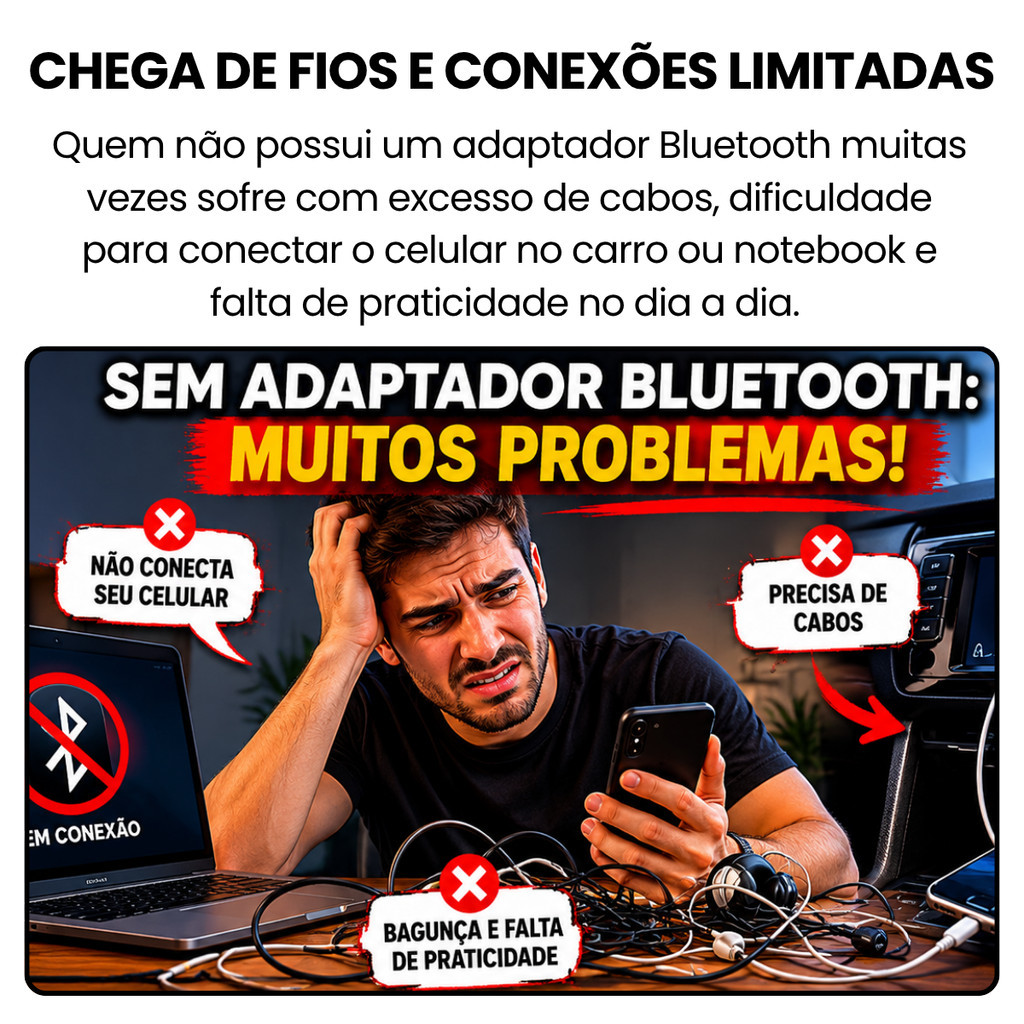 Adaptador Bluetooth 5.0 USB Dongle para PC Notebook Fone Mouse Teclado Sem Fio