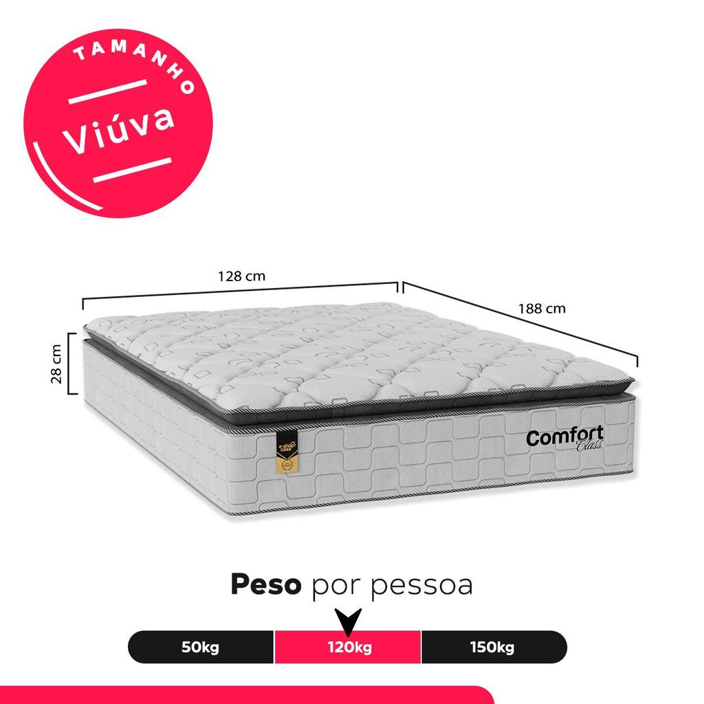 Colchão Viúva Comfort Class Pillow Top 28x128x188cm - Branco - e-Shop Casa — imagem 2 de 2