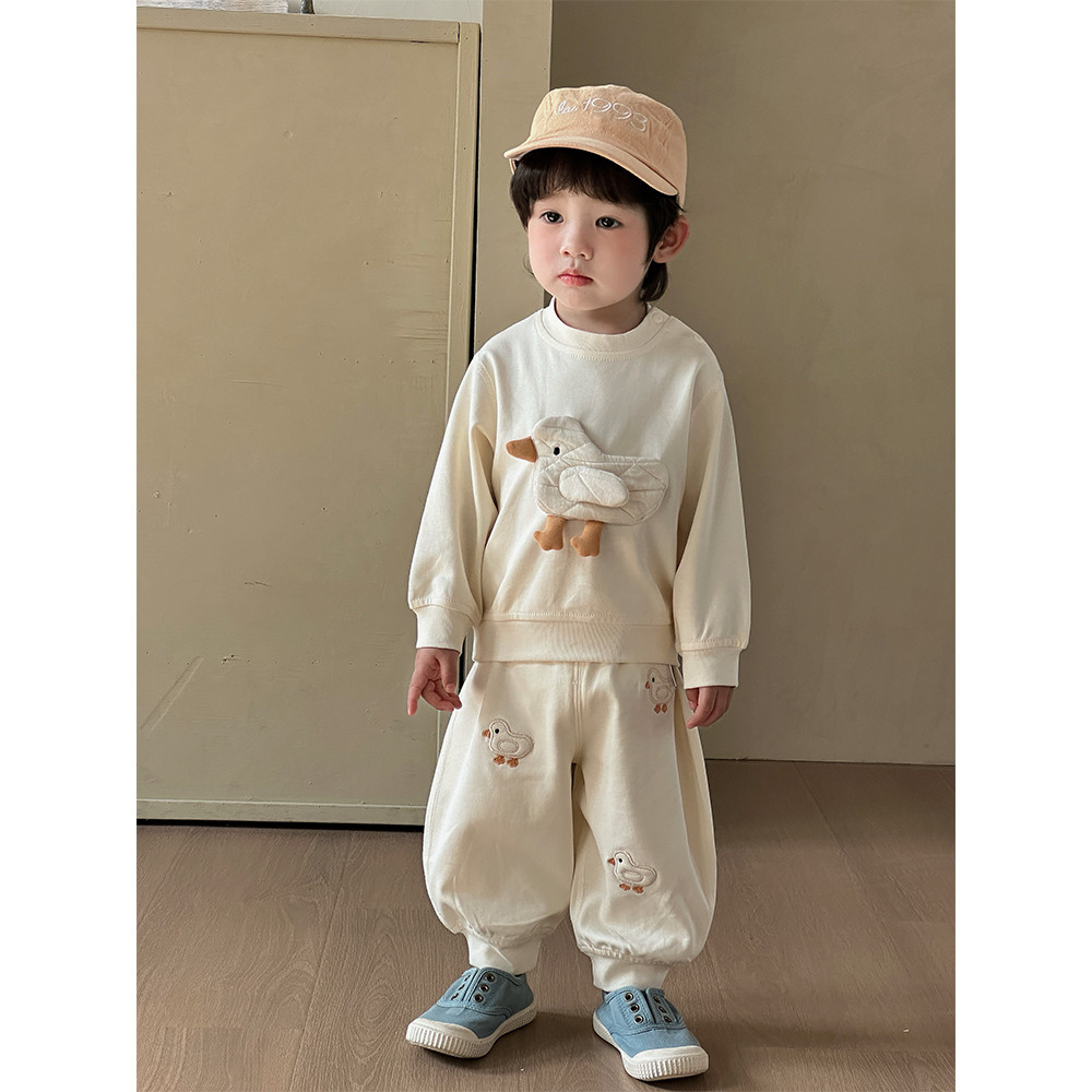 Infantil primavera moletom conjunto novo estilo masculino feminino bebê bonito manga comprida calças superiores conjunto