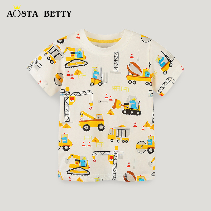 Camiseta infantil AostaBetty, coleção de verão, com tema de desenhos animados, camiseta moderna para bebês e crianças pe