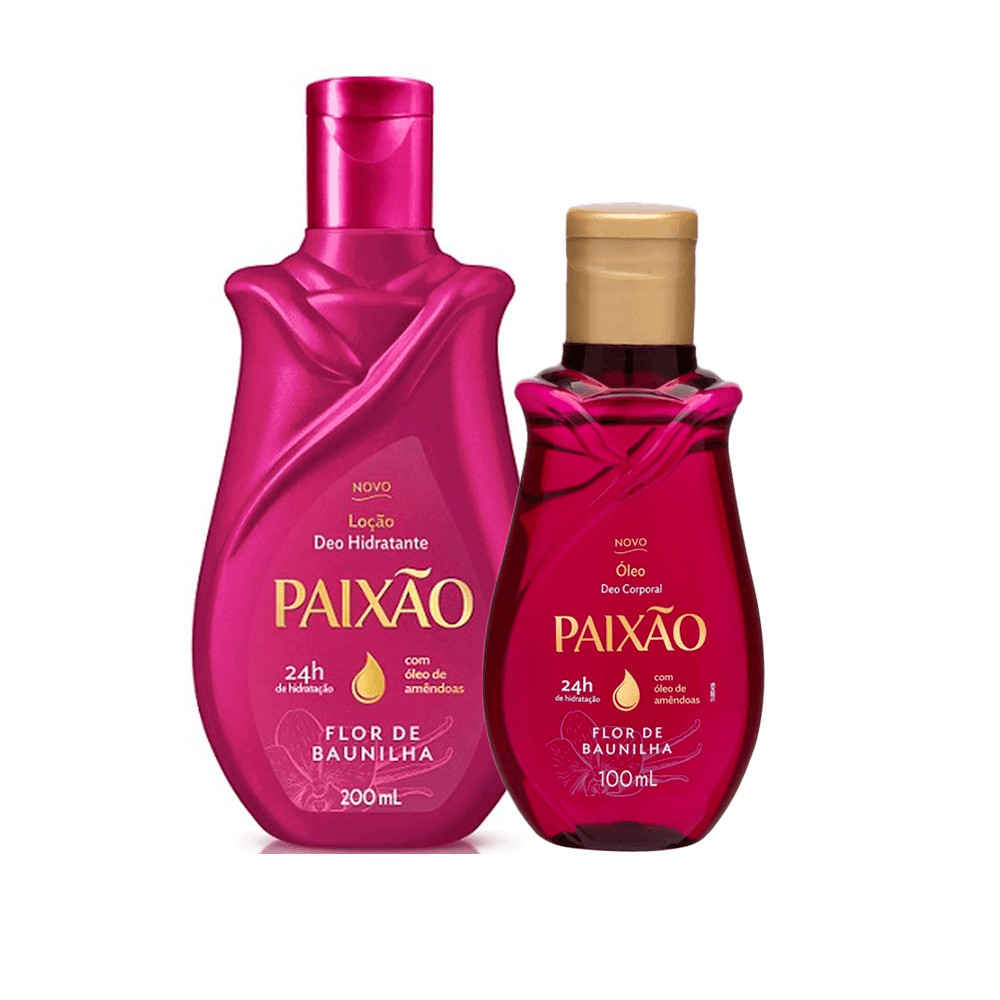 Kit Loção Hidratante Paixão Flor De Baunilha 200ml + Óleo Corporal Paixão Flor De Baunilha 100ml