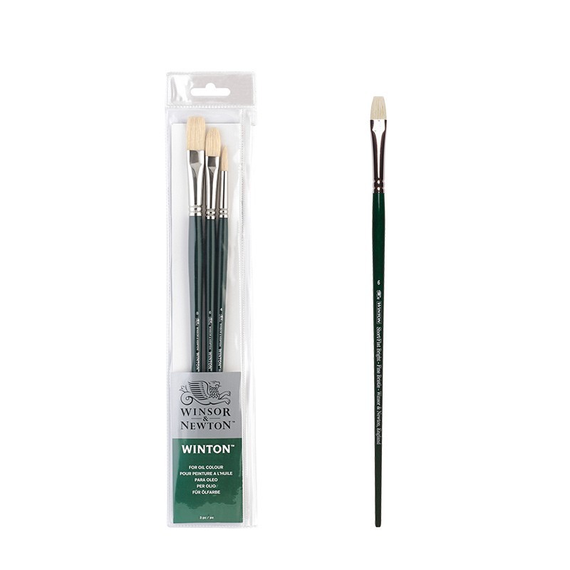 Winsor Newton Importado Winton Oil Brush Set Cerdas Cabeça Redonda Cabeça Plana Caneta em Forma de Leque Tinta Acrílica 